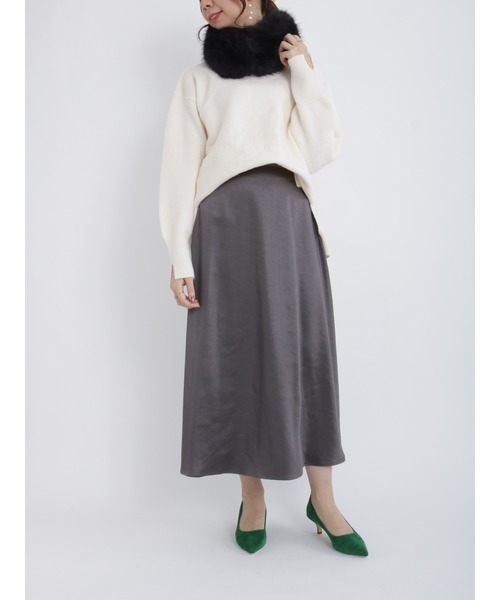 Te chichi（テチチ）の「サテンロングセミフレアスカート（スカート・レディース・ブルー/シルバーグレー/チャコール・ﾌﾘ-）」の6枚目の写真