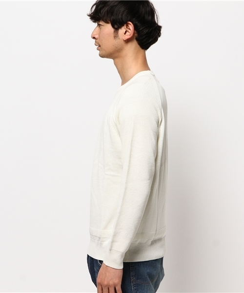 OUTLET（アウトレット）の「【CIAOPANIC TYPY】ハイツイスト編地切替クルー（ニット/セーター・メンズ・グレー/ネイビー/ホワイト・SMALL/LARGE/MEDIUM）」の6枚目の写真