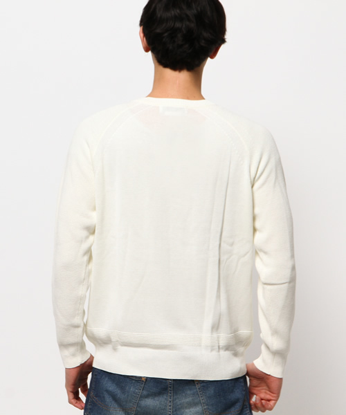 OUTLET（アウトレット）の「【CIAOPANIC TYPY】ハイツイスト編地切替クルー（ニット/セーター・メンズ・グレー/ネイビー/ホワイト・SMALL/LARGE/MEDIUM）」の7枚目の写真