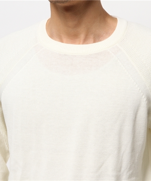 OUTLET（アウトレット）の「【CIAOPANIC TYPY】ハイツイスト編地切替クルー（ニット/セーター・メンズ・グレー/ネイビー/ホワイト・SMALL/LARGE/MEDIUM）」の8枚目の写真