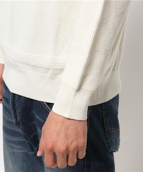 OUTLET（アウトレット）の「【CIAOPANIC TYPY】ハイツイスト編地切替クルー（ニット/セーター・メンズ・グレー/ネイビー/ホワイト・SMALL/LARGE/MEDIUM）」の9枚目の写真