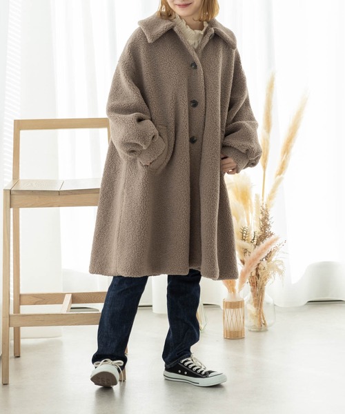 プードル風ボアフレアコート