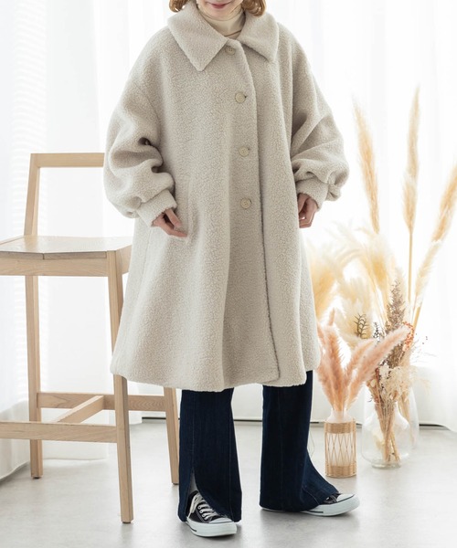 SLURR（スラ―）の「プードル風ボアフレアコート（その他アウター・レディース・ベージュ/モカ/アイボリー・FREE）」の13枚目の写真