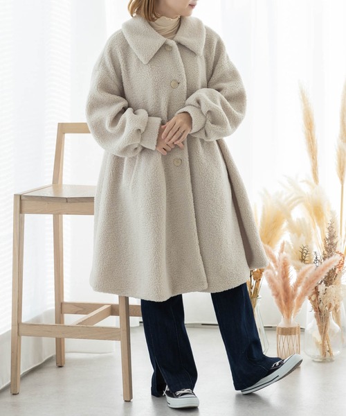 SLURR（スラ―）の「プードル風ボアフレアコート（その他アウター・レディース・ベージュ/モカ/アイボリー・FREE）」の15枚目の写真