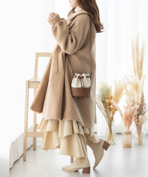 SLURR（スラ―）の「プードル風ボアフレアコート（その他アウター・レディース・ベージュ/モカ/アイボリー・FREE）」の18枚目の写真