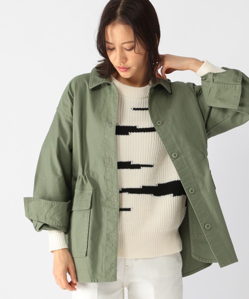 BARNYARDSTORM（バンヤードストーム）の「BARNYARDSTORM / ドロストミリタリージャケット（ミリタリージャケット・レディース・カーキ/オフホワイト・0/1）」の16枚目の写真