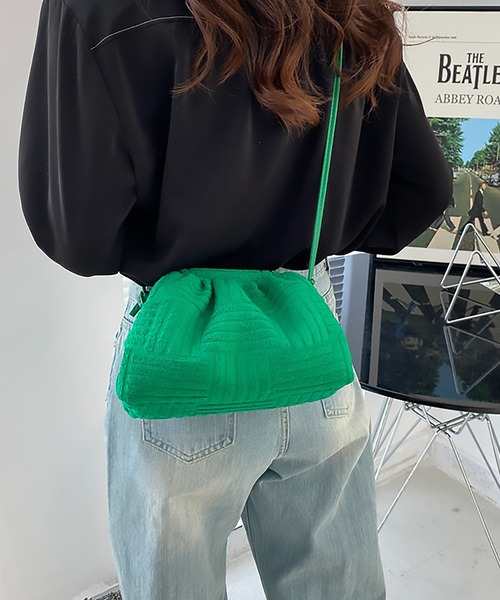 SETUP7（セットアップセブン）の「【SETUP7】パイルジャガードポーチショルダーバッグ KNF（ショルダーバッグ・レディース・ピンク/オレンジ/グリーン/ホワイト/ブラック・FREE）」の13枚目の写真
