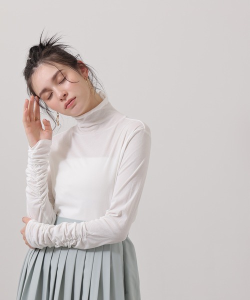 Limue（リミュ）の「シアギャザートップス（Tシャツ/カットソー・レディース・アイボリー/ブラック・FREE）」の15枚目の写真