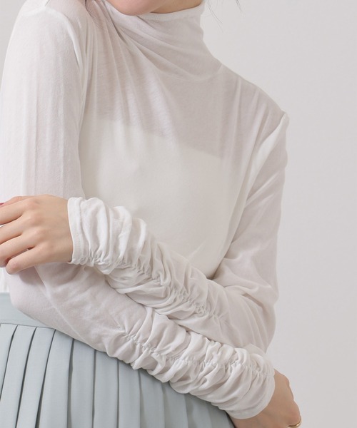 Limue（リミュ）の「シアギャザートップス（Tシャツ/カットソー・レディース・アイボリー/ブラック・FREE）」の13枚目の写真