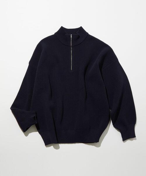 green label relaxing(グリーンレーベルリラクシング)の「【WEB限定】<GLR or>WBL 畦編み ハーフジップ プルオーバー(ニット/セーター・メンズ・ネイビー/グレー/ライトピンク・S/M/L)」の2枚目の写真