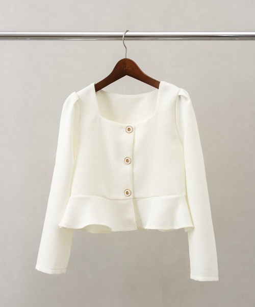 SpRay（スプレイ）の「ペプラムスクエアネック（シャツ/ブラウス・レディース・ブラック/アイボリー/ベージュ・FREE）」の2枚目の写真