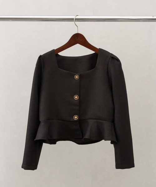 SpRay（スプレイ）の「ペプラムスクエアネック（シャツ/ブラウス・レディース・ブラック/アイボリー/ベージュ・FREE）」の3枚目の写真