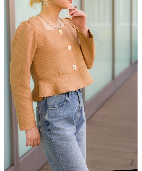 SpRay（スプレイ）の「ペプラムスクエアネック（シャツ/ブラウス・レディース・ブラック/アイボリー/ベージュ・FREE）」の12枚目の写真