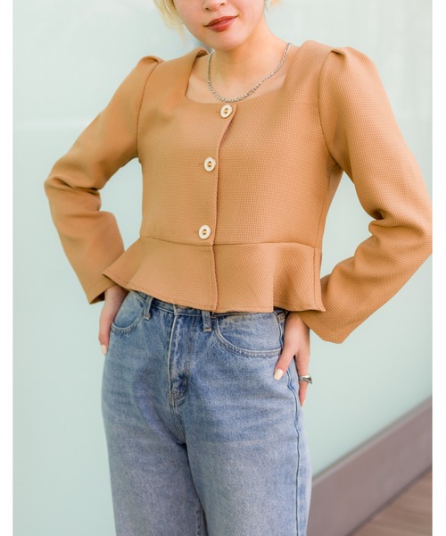 SpRay（スプレイ）の「ペプラムスクエアネック（シャツ/ブラウス・レディース・ブラック/アイボリー/ベージュ・FREE）」の13枚目の写真