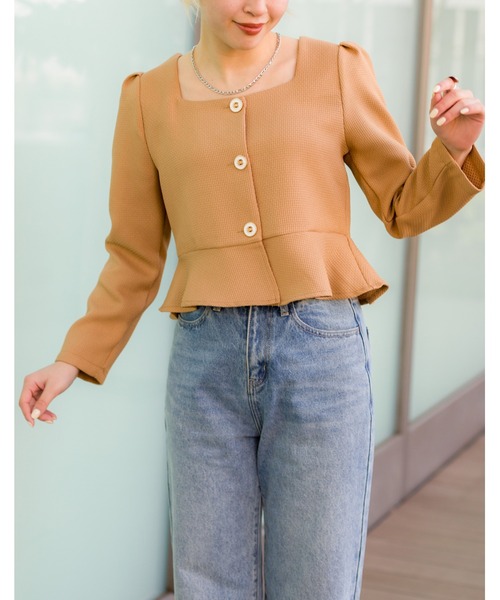 SpRay（スプレイ）の「ペプラムスクエアネック（シャツ/ブラウス・レディース・ブラック/アイボリー/ベージュ・FREE）」の14枚目の写真