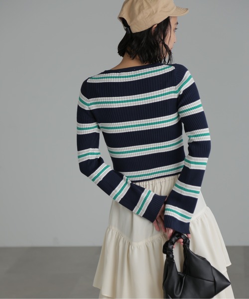 FREE'S MART（フリーズマート）の「◆マルチボーダーリブカーディガン（カーディガン/ボレロ・レディース・ネイビー/イエロー系その他・FREE）」の6枚目の写真