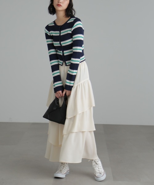 FREE'S MART（フリーズマート）の「◆マルチボーダーリブカーディガン（カーディガン/ボレロ・レディース・ネイビー/イエロー系その他・FREE）」の9枚目の写真