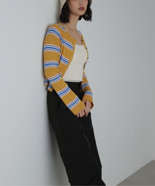 FREE'S MART（フリーズマート）の「◆マルチボーダーリブカーディガン（カーディガン/ボレロ・レディース・ネイビー/イエロー系その他・FREE）」の10枚目の写真