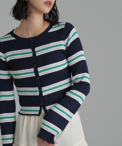 FREE'S MART（フリーズマート）の「◆マルチボーダーリブカーディガン（カーディガン/ボレロ・レディース・ネイビー/イエロー系その他・FREE）」の13枚目の写真