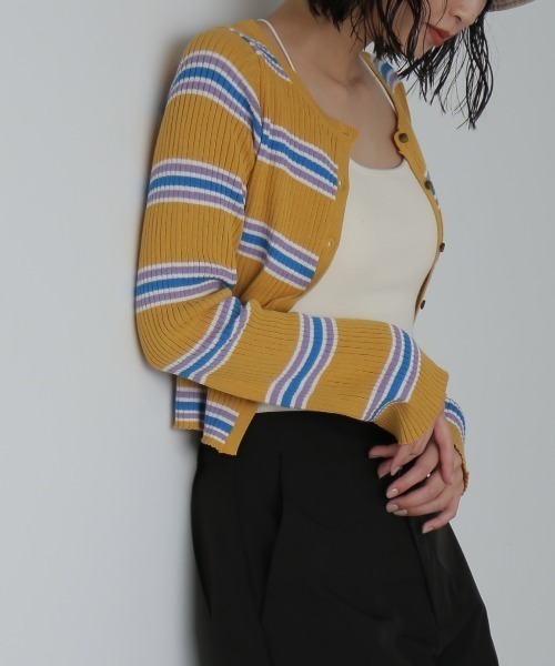 FREE'S MART（フリーズマート）の「◆マルチボーダーリブカーディガン（カーディガン/ボレロ・レディース・ネイビー/イエロー系その他・FREE）」の14枚目の写真