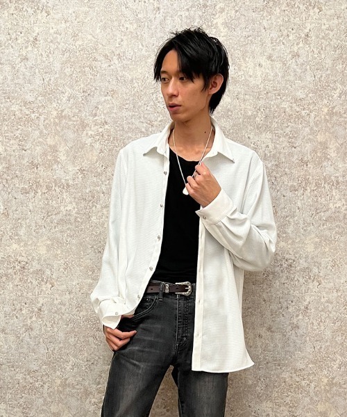 AXES-X(アクシーズエックス)の「カラーチップ&ローズ釦シャツ(シャツ/ブラウス・メンズ・ラベンダー/ホワイト・MEDIUM/LARGE/X-LARGE)」の1枚目の写真