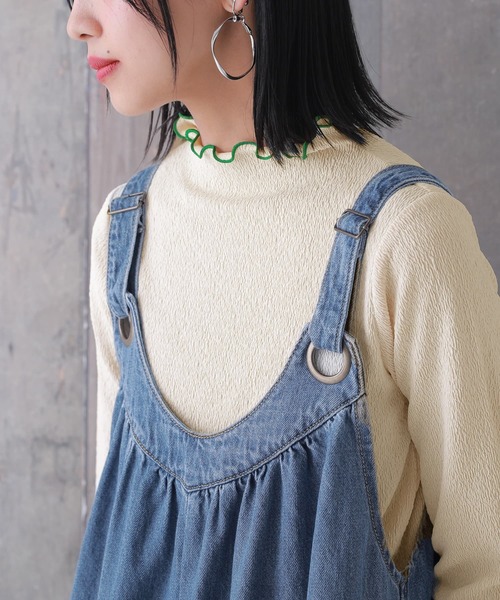 osharewalker（オシャレウォーカー）の「【廃盤】『ハトメデザインワイドデニムサロペット』（サロペット/オーバーオール・レディース・ブルー/インディゴブルー・2/1）」の6枚目の写真