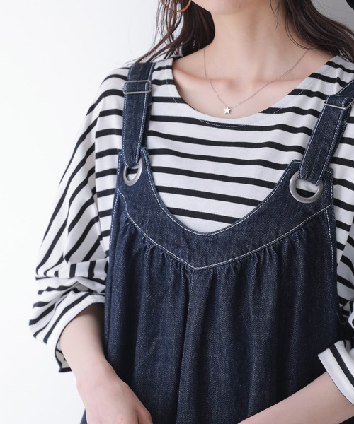 osharewalker（オシャレウォーカー）の「【廃盤】『ハトメデザインワイドデニムサロペット』（サロペット/オーバーオール・レディース・ブルー/インディゴブルー・2/1）」の12枚目の写真