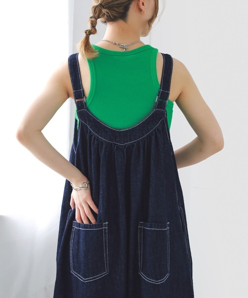 osharewalker（オシャレウォーカー）の「【廃盤】『ハトメデザインワイドデニムサロペット』（サロペット/オーバーオール・レディース・ブルー/インディゴブルー・2/1）」の22枚目の写真