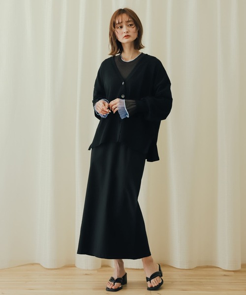 SENSE OF PLACE by URBAN RESEARCH（センスオブプレイスバイアーバンリサーチ）の「Vネックルーズカーディガン（カーディガン/ボレロ・レディース・ブラック/アイボリー/ミント・ONE）」の10枚目の写真
