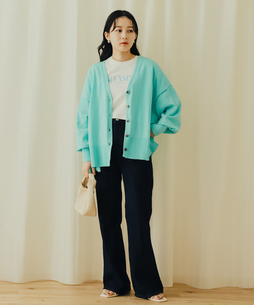 SENSE OF PLACE by URBAN RESEARCH（センスオブプレイスバイアーバンリサーチ）の「Vネックルーズカーディガン（カーディガン/ボレロ・レディース・ブラック/アイボリー/ミント・ONE）」の21枚目の写真