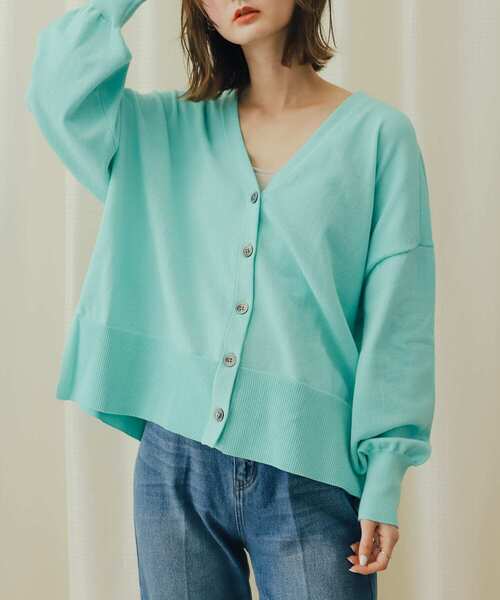 SENSE OF PLACE by URBAN RESEARCH（センスオブプレイスバイアーバンリサーチ）の「Vネックルーズカーディガン（カーディガン/ボレロ・レディース・ブラック/アイボリー/ミント・ONE）」の22枚目の写真