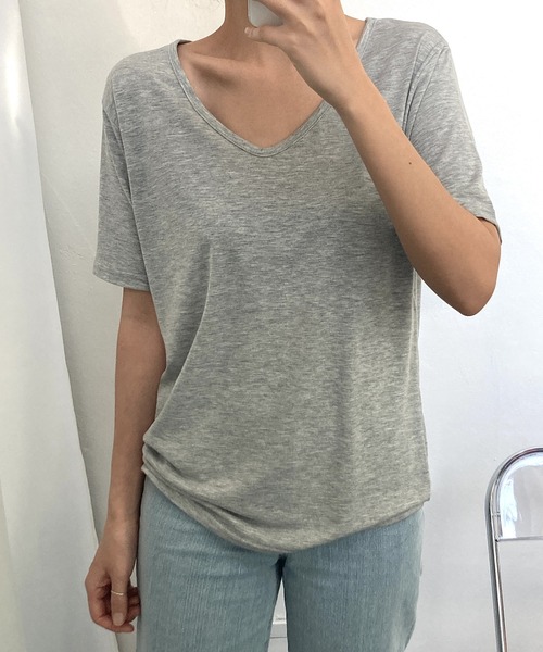 fd style（エフディ スタイル）の「スマート ベーシック Tシャツ（Tシャツ/カットソー・レディース・Moca/White/LT.Blue/Yellow/Black/Beige/DK.Grn/Orange/LT.Gray/Red/Kelly/Cobalt・FREE）」の4枚目の写真