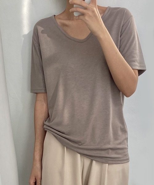 fd style（エフディ スタイル）の「スマート ベーシック Tシャツ（Tシャツ/カットソー・レディース・Moca/White/LT.Blue/Yellow/Black/Beige/DK.Grn/Orange/LT.Gray/Red/Kelly/Cobalt・FREE）」の5枚目の写真