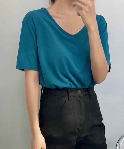 fd style（エフディ スタイル）の「スマート ベーシック Tシャツ（Tシャツ/カットソー・レディース・Moca/White/LT.Blue/Yellow/Black/Beige/DK.Grn/Orange/LT.Gray/Red/Kelly/Cobalt・FREE）」の9枚目の写真
