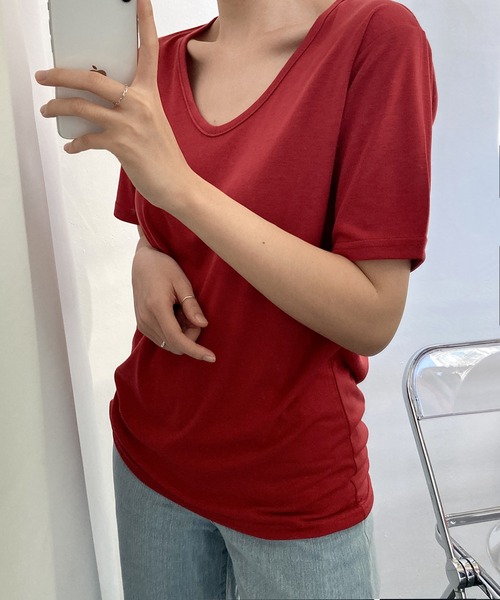fd style（エフディ スタイル）の「スマート ベーシック Tシャツ（Tシャツ/カットソー・レディース・Moca/White/LT.Blue/Yellow/Black/Beige/DK.Grn/Orange/LT.Gray/Red/Kelly/Cobalt・FREE）」の11枚目の写真