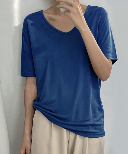 fd style（エフディ スタイル）の「スマート ベーシック Tシャツ（Tシャツ/カットソー・レディース・Moca/White/LT.Blue/Yellow/Black/Beige/DK.Grn/Orange/LT.Gray/Red/Kelly/Cobalt・FREE）」の7枚目の写真