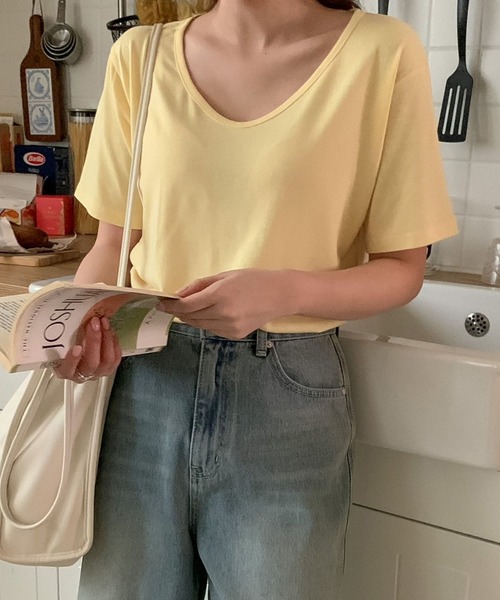 fd style（エフディ スタイル）の「スマート ベーシック Tシャツ（Tシャツ/カットソー・レディース・Moca/White/LT.Blue/Yellow/Black/Beige/DK.Grn/Orange/LT.Gray/Red/Kelly/Cobalt・FREE）」の10枚目の写真