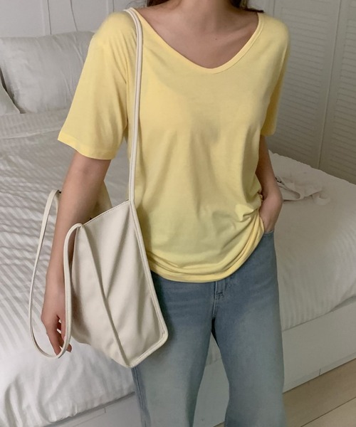 fd style（エフディ スタイル）の「スマート ベーシック Tシャツ（Tシャツ/カットソー・レディース・Moca/White/LT.Blue/Yellow/Black/Beige/DK.Grn/Orange/LT.Gray/Red/Kelly/Cobalt・FREE）」の15枚目の写真