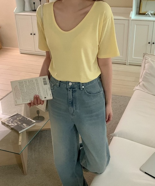 fd style（エフディ スタイル）の「スマート ベーシック Tシャツ（Tシャツ/カットソー・レディース・Moca/White/LT.Blue/Yellow/Black/Beige/DK.Grn/Orange/LT.Gray/Red/Kelly/Cobalt・FREE）」の16枚目の写真