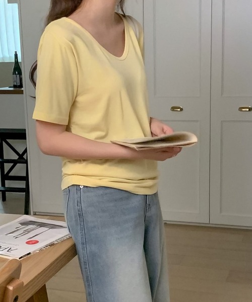 fd style（エフディ スタイル）の「スマート ベーシック Tシャツ（Tシャツ/カットソー・レディース・Moca/White/LT.Blue/Yellow/Black/Beige/DK.Grn/Orange/LT.Gray/Red/Kelly/Cobalt・FREE）」の17枚目の写真