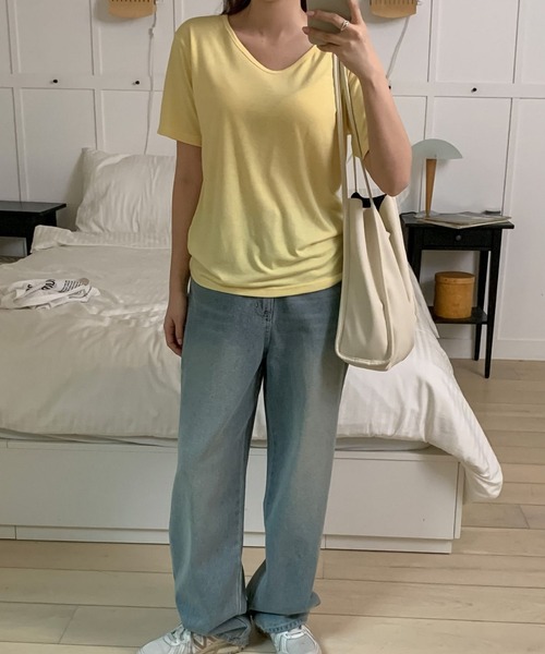 fd style（エフディ スタイル）の「スマート ベーシック Tシャツ（Tシャツ/カットソー・レディース・Moca/White/LT.Blue/Yellow/Black/Beige/DK.Grn/Orange/LT.Gray/Red/Kelly/Cobalt・FREE）」の18枚目の写真