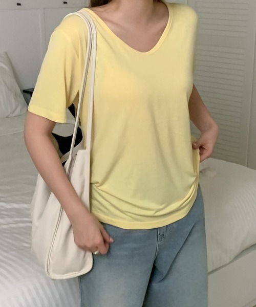fd style（エフディ スタイル）の「スマート ベーシック Tシャツ（Tシャツ/カットソー・レディース・Moca/White/LT.Blue/Yellow/Black/Beige/DK.Grn/Orange/LT.Gray/Red/Kelly/Cobalt・FREE）」の19枚目の写真
