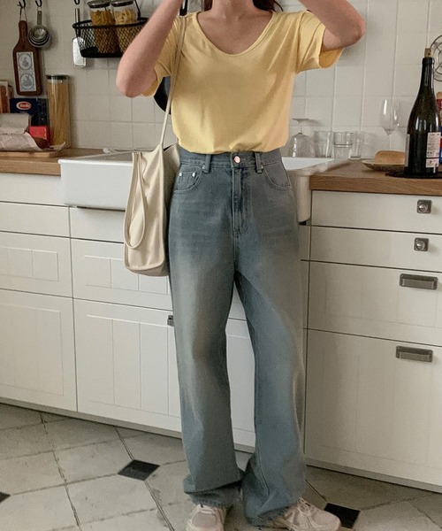 fd style（エフディ スタイル）の「スマート ベーシック Tシャツ（Tシャツ/カットソー・レディース・Moca/White/LT.Blue/Yellow/Black/Beige/DK.Grn/Orange/LT.Gray/Red/Kelly/Cobalt・FREE）」の22枚目の写真