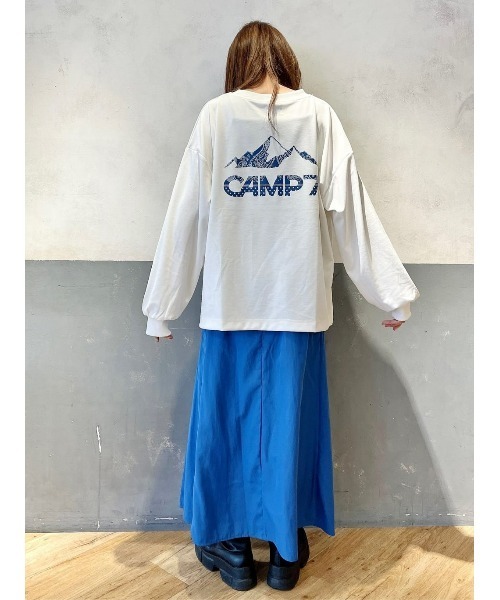 CAMP7(キャンプセブン)の「【CAMP7】袖ロゴエンボスクルー(Tシャツ/カットソー・レディース・ホワイト/ブラック/ライラック・M/L)」の12枚目の写真