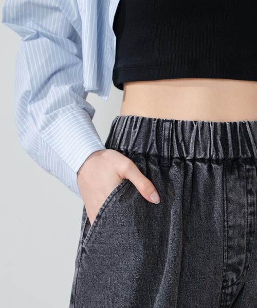 WEGO（ウィゴー）の「WEGO/デニムイージーワイドカーゴパンツ（デニムパンツ・レディース・コバルトブルー/ブラック系その他・FREE）」の6枚目の写真