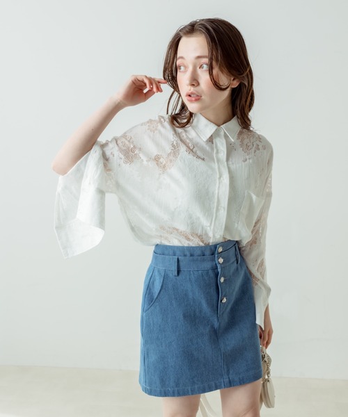 OLIVE des OLIVE（オリーブデオリーブ）の「【WEB限定】マントスリーブビッグシャツ（シャツ/ブラウス・レディース・ミント/グレイッシュベージュ/ライトグレー/オフホワイト/イエロー・FREE）」の8枚目の写真