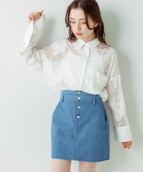 OLIVE des OLIVE（オリーブデオリーブ）の「【WEB限定】マントスリーブビッグシャツ（シャツ/ブラウス・レディース・ミント/グレイッシュベージュ/ライトグレー/オフホワイト/イエロー・FREE）」の9枚目の写真