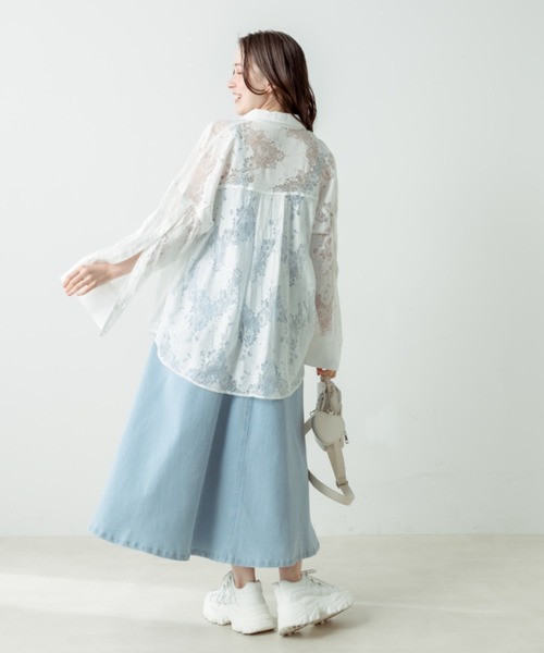 OLIVE des OLIVE（オリーブデオリーブ）の「【WEB限定】マントスリーブビッグシャツ（シャツ/ブラウス・レディース・ミント/グレイッシュベージュ/ライトグレー/オフホワイト/イエロー・FREE）」の12枚目の写真