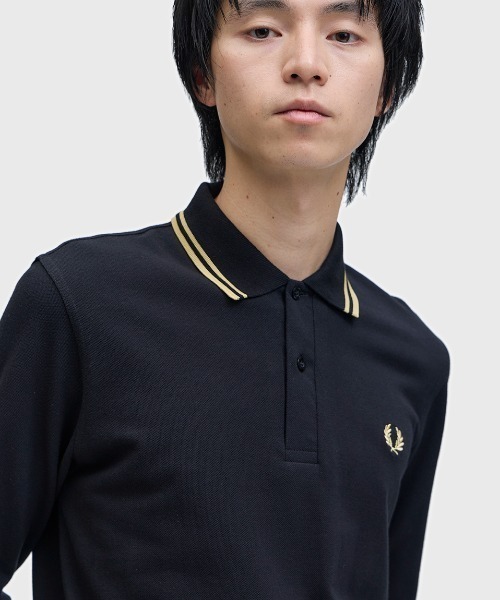 FRED PERRY ポロシャツ イングランド製 長袖 M ブラック The Fred Perry Shirt - M1212／イングランド製フレッドペリー長袖