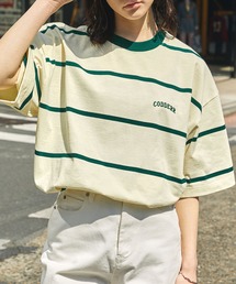 【CODDERR】アーチロゴ刺繍 ボーダー ビッグシルエットリンガーTシャツ